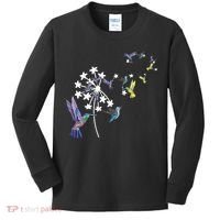 Dandelion Hummingbird Flower For Birdwatcher Herbalist Gift Kids Long Sleeve Shirt thumb 0