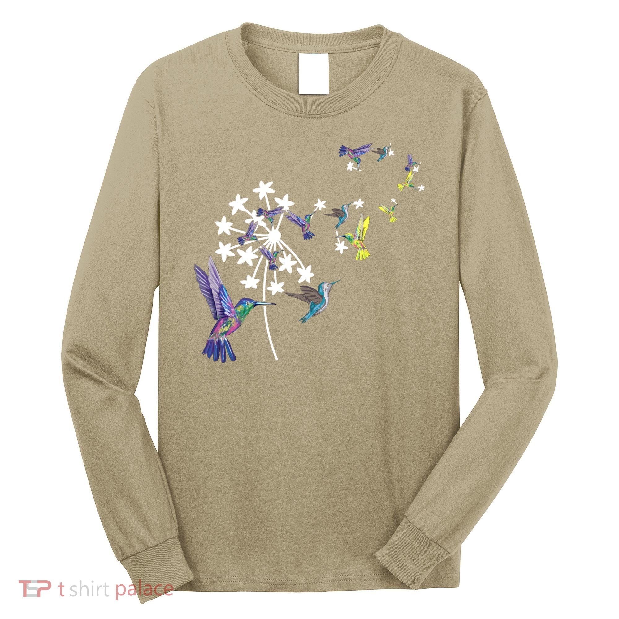 Dandelion Hummingbird Flower For Birdwatcher Herbalist Gift Long Sleeve Shirt