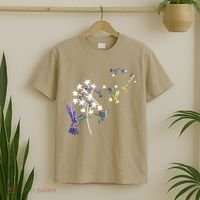 Dandelion Hummingbird Flower For Birdwatcher Herbalist Gift T-Shirt thumb 2
