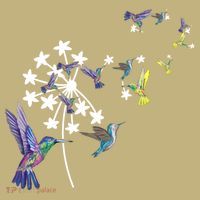 Dandelion Hummingbird Flower For Birdwatcher Herbalist Gift Kids T-Shirt thumb 2