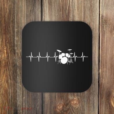 Drums Heartbeat For Drummers & Percussionists Drum Design Coaster