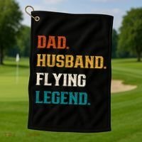 Dad Husband Flying Legend Flying Lover Pilot Aviator Cool Gift Golf Towel thumb 1