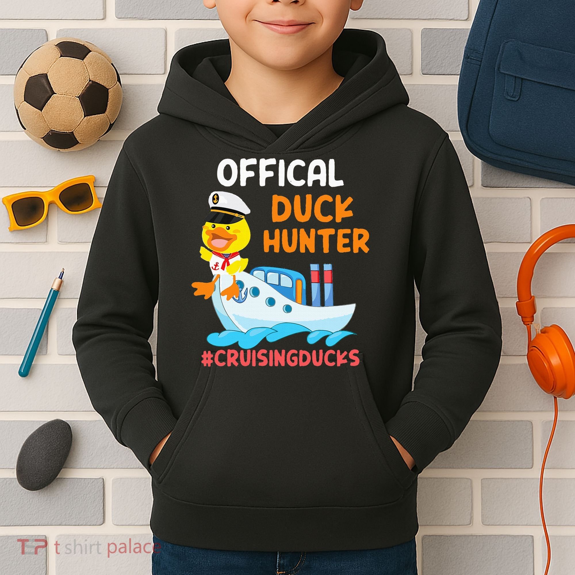 Duck Hunter Funny Duck Cruising Cruise Kids Hoodie