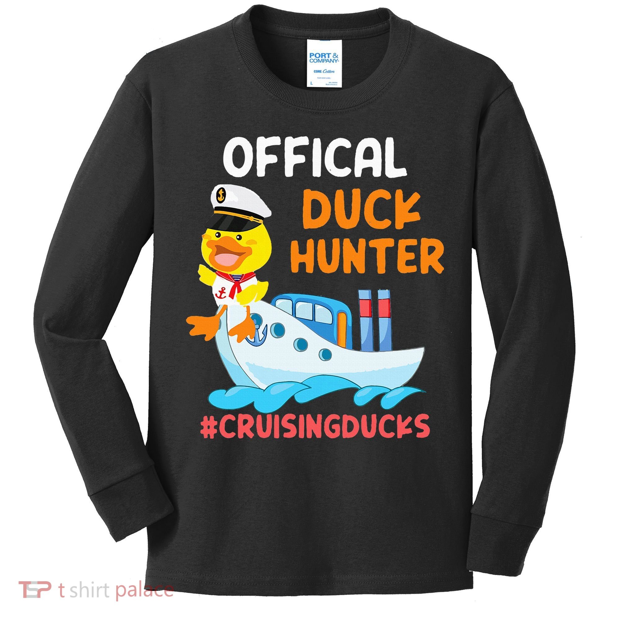 Duck Hunter Funny Duck Cruising Cruise Kids Long Sleeve Shirt