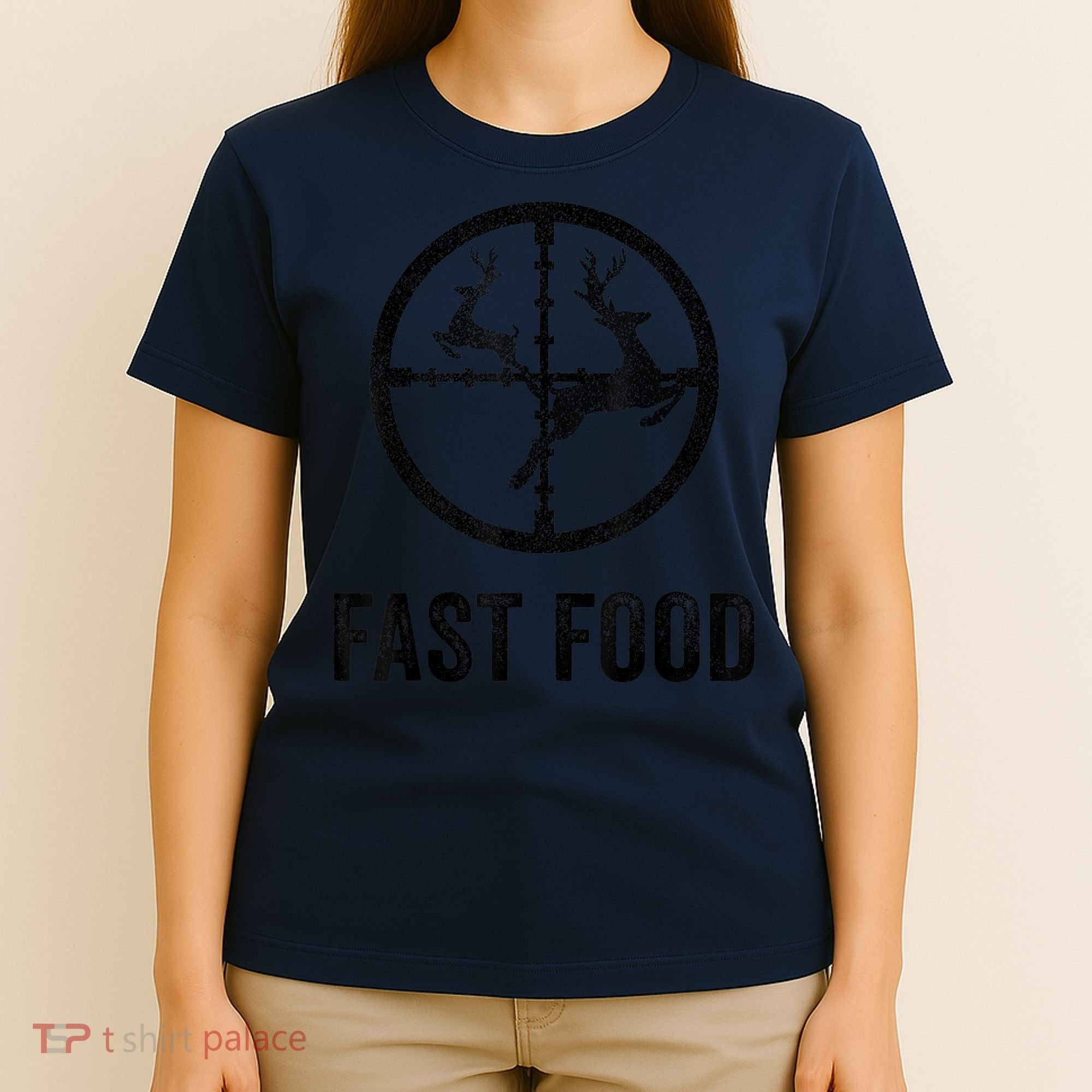 Deer Hunting Funny Hunter Gun Deer Fast Food T-Shirt