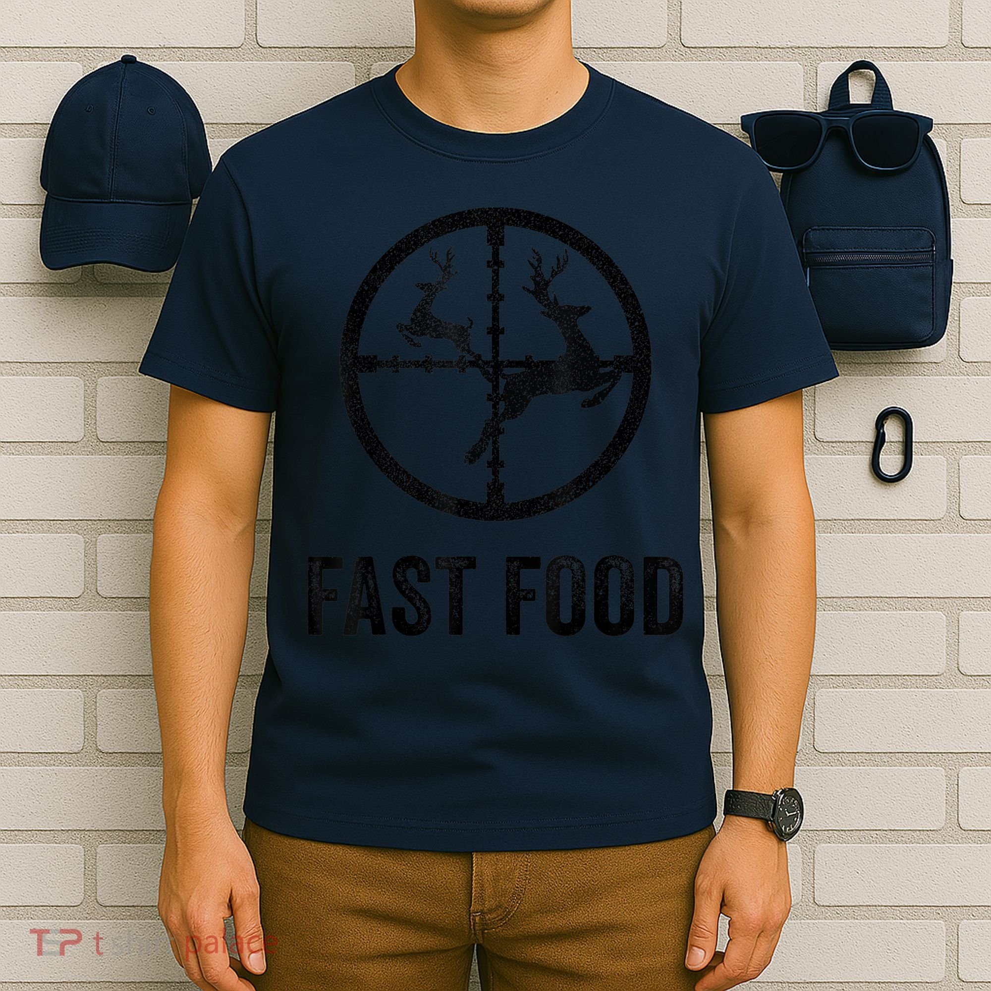 Deer Hunting Funny Hunter Gun Deer Fast Food T-Shirt