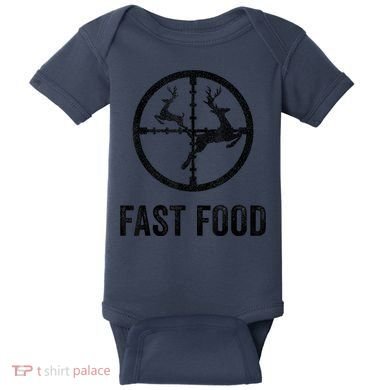 Deer Hunting Funny Hunter Gun Deer Fast Food Baby Bodysuit