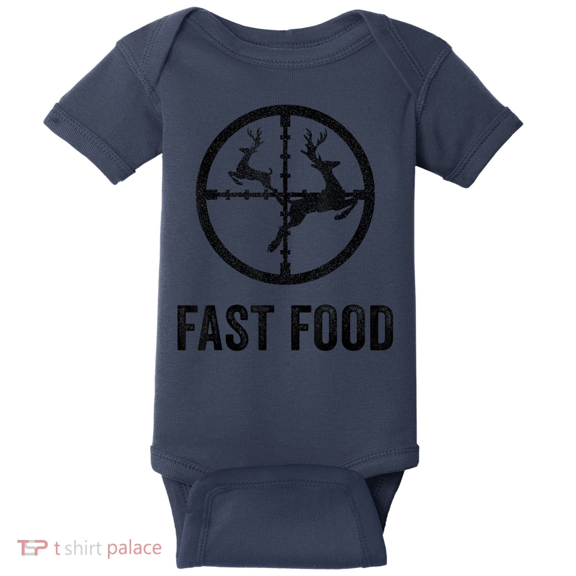Deer Hunting Funny Hunter Gun Deer Fast Food Baby Bodysuit