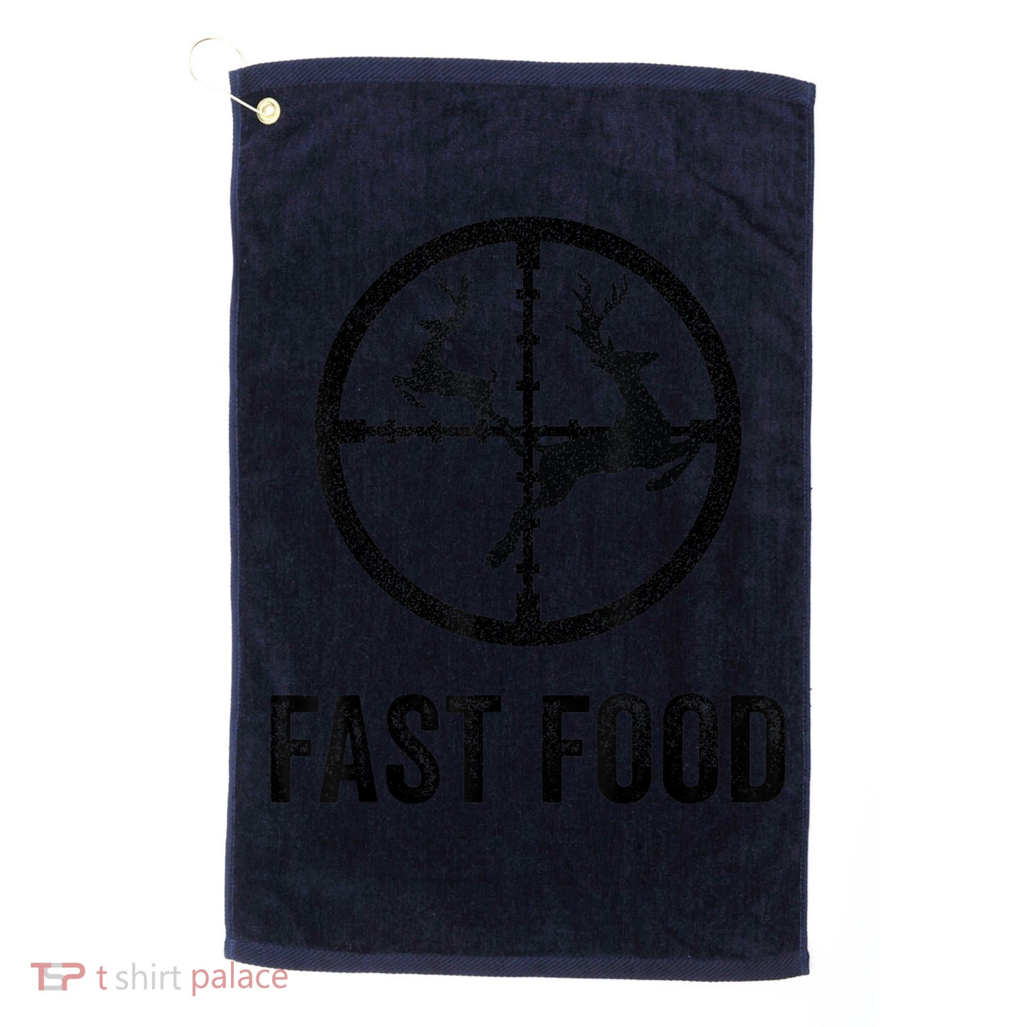Deer Hunting Funny Hunter Gun Deer Fast Food Golf Towel