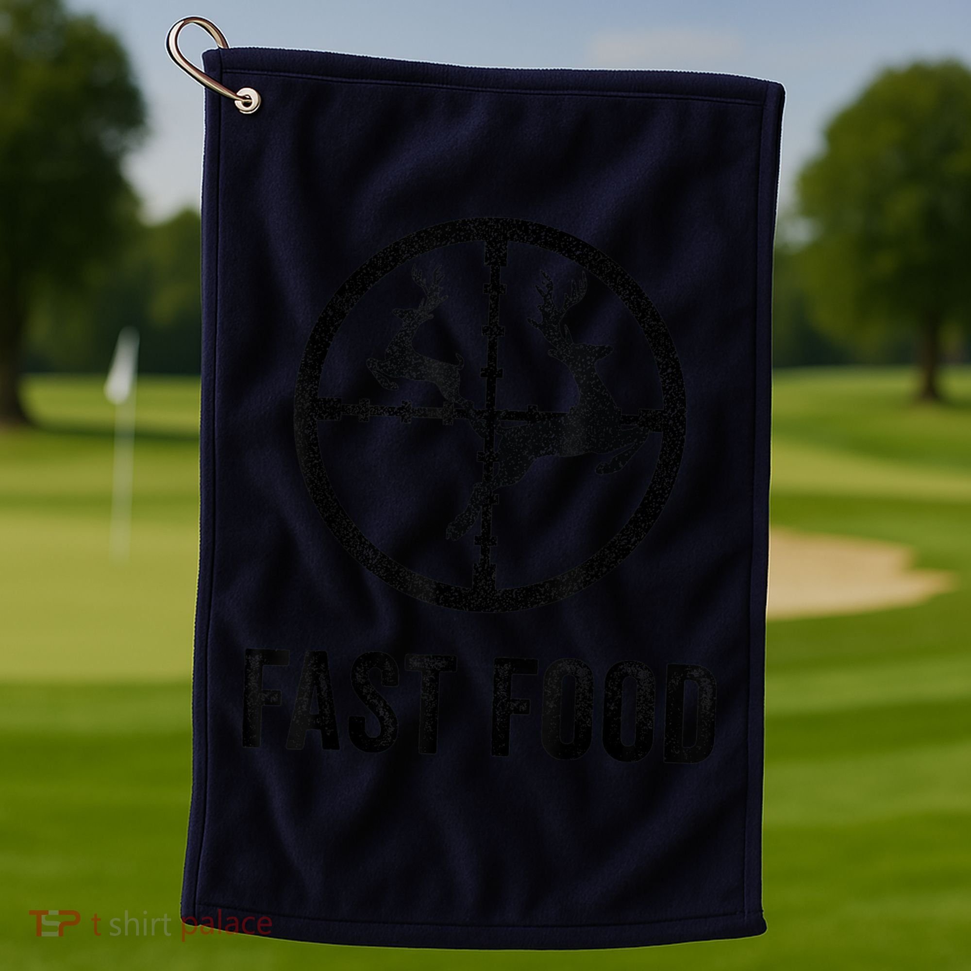 Deer Hunting Funny Hunter Gun Deer Fast Food Golf Towel