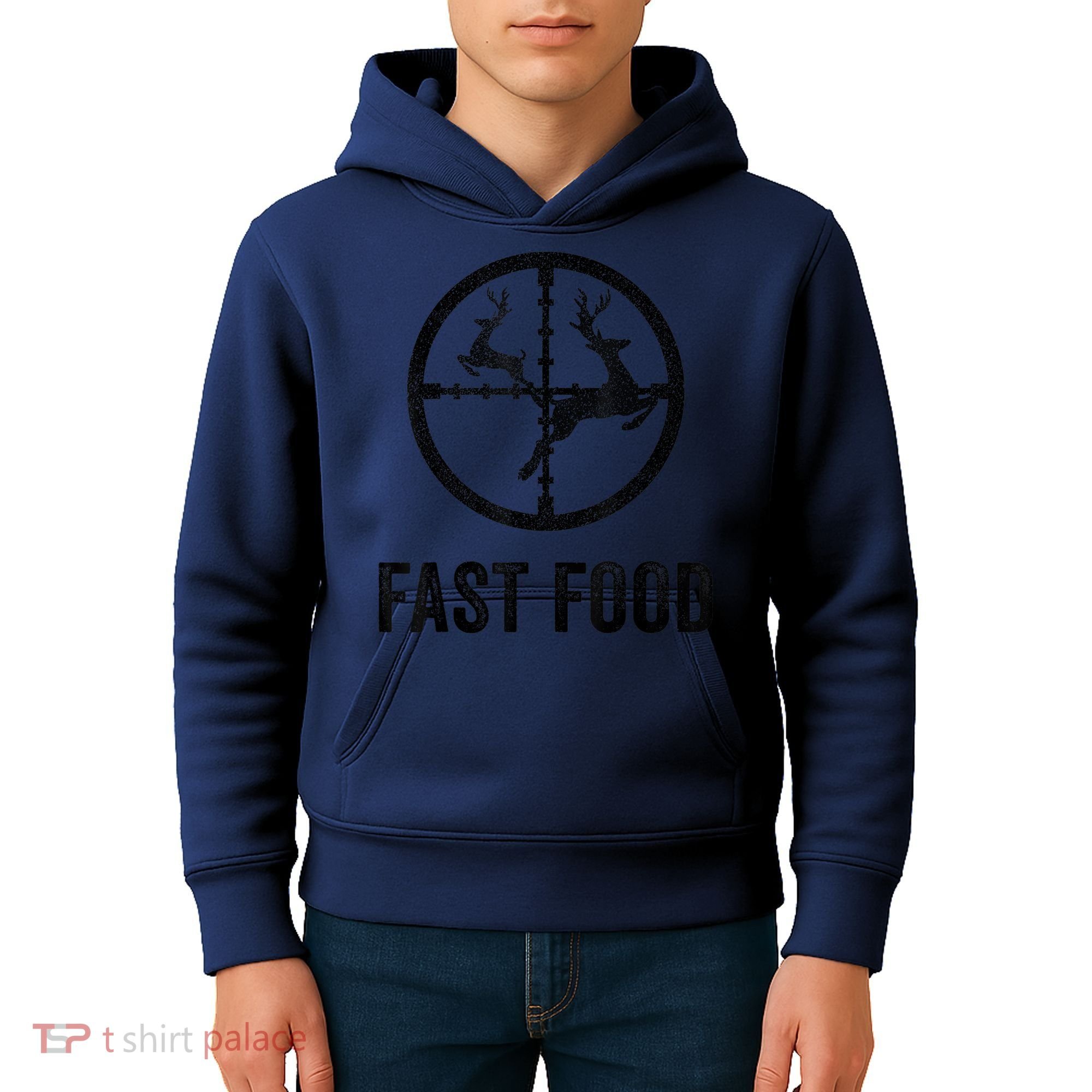 Deer Hunting Funny Hunter Gun Deer Fast Food Kids Hoodie