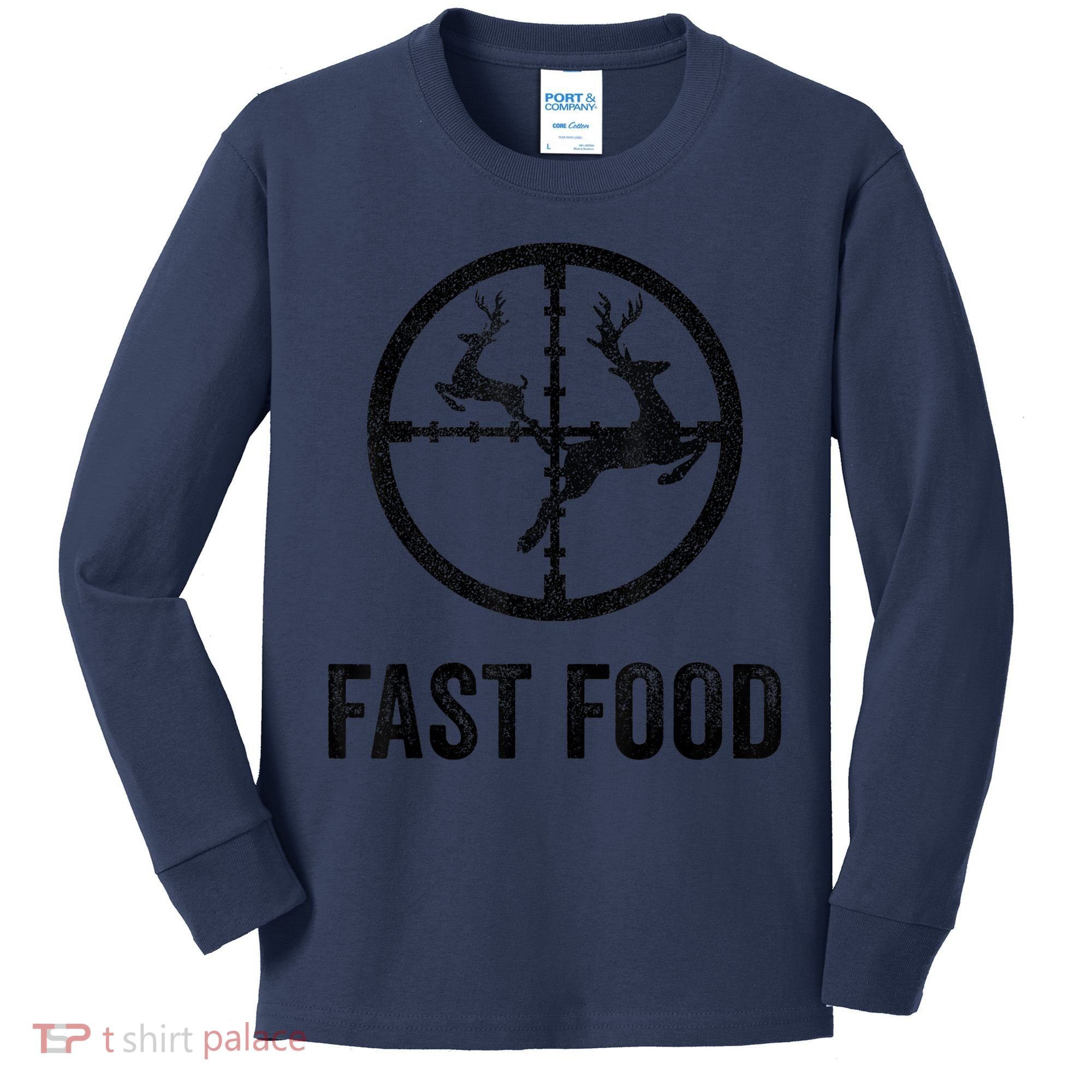 Deer Hunting Funny Hunter Gun Deer Fast Food Kids Long Sleeve Shirt