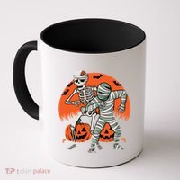 Dabbing Halloween Funny Skeleton Mummy Scary Pumpkin Gift Coffee Mug thumb 0