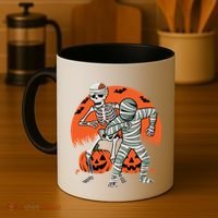 Dabbing Halloween Funny Skeleton Mummy Scary Pumpkin Gift Coffee Mug thumb 4