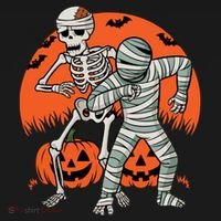 Dabbing Halloween Funny Skeleton Mummy Scary Pumpkin Gift Pajama Set thumb 2