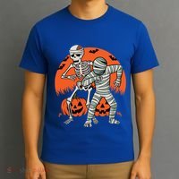 Dabbing Halloween Funny Skeleton Mummy Scary Pumpkin Gift T-Shirt thumb 3