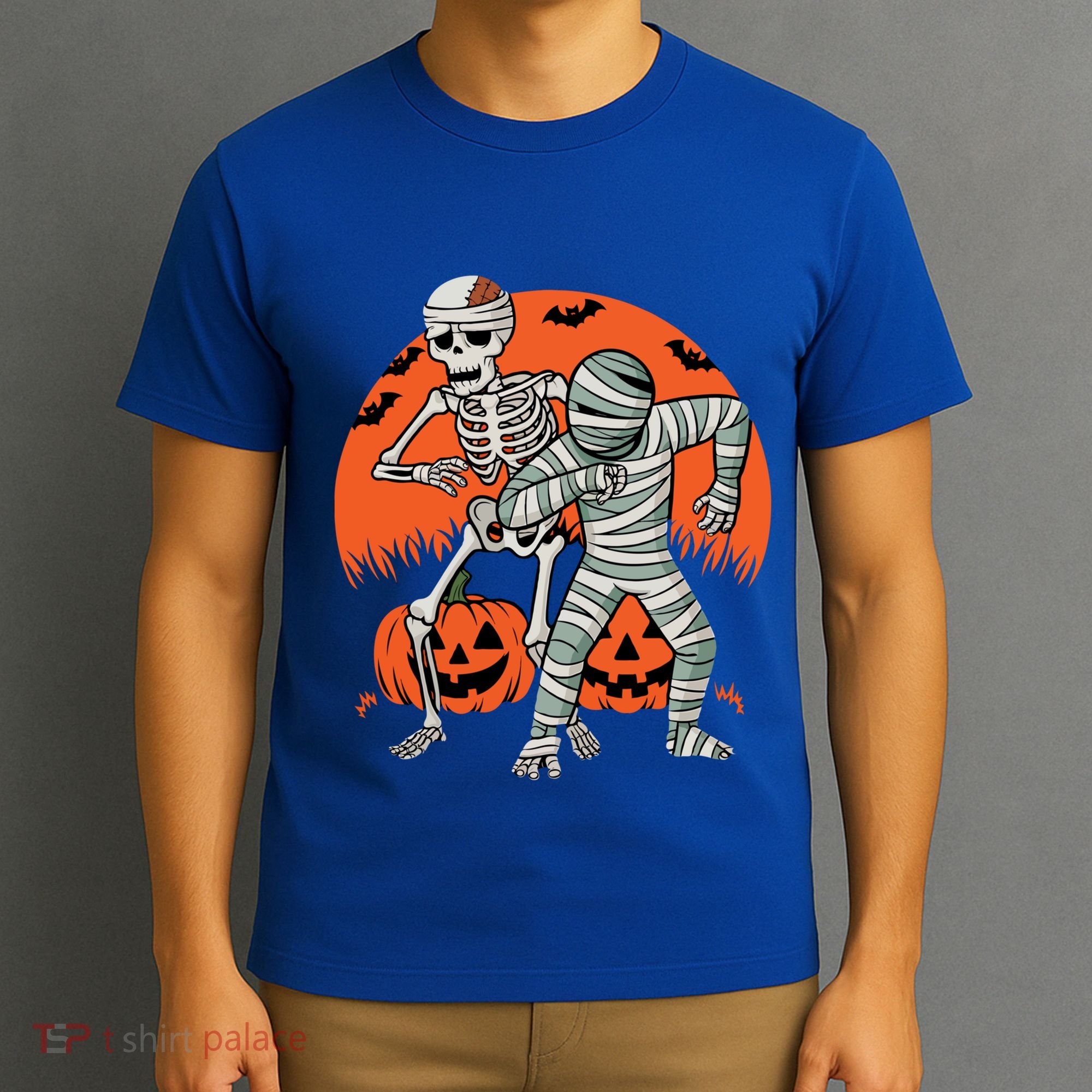 Dabbing Halloween Funny Skeleton Mummy Scary Pumpkin Gift T-Shirt