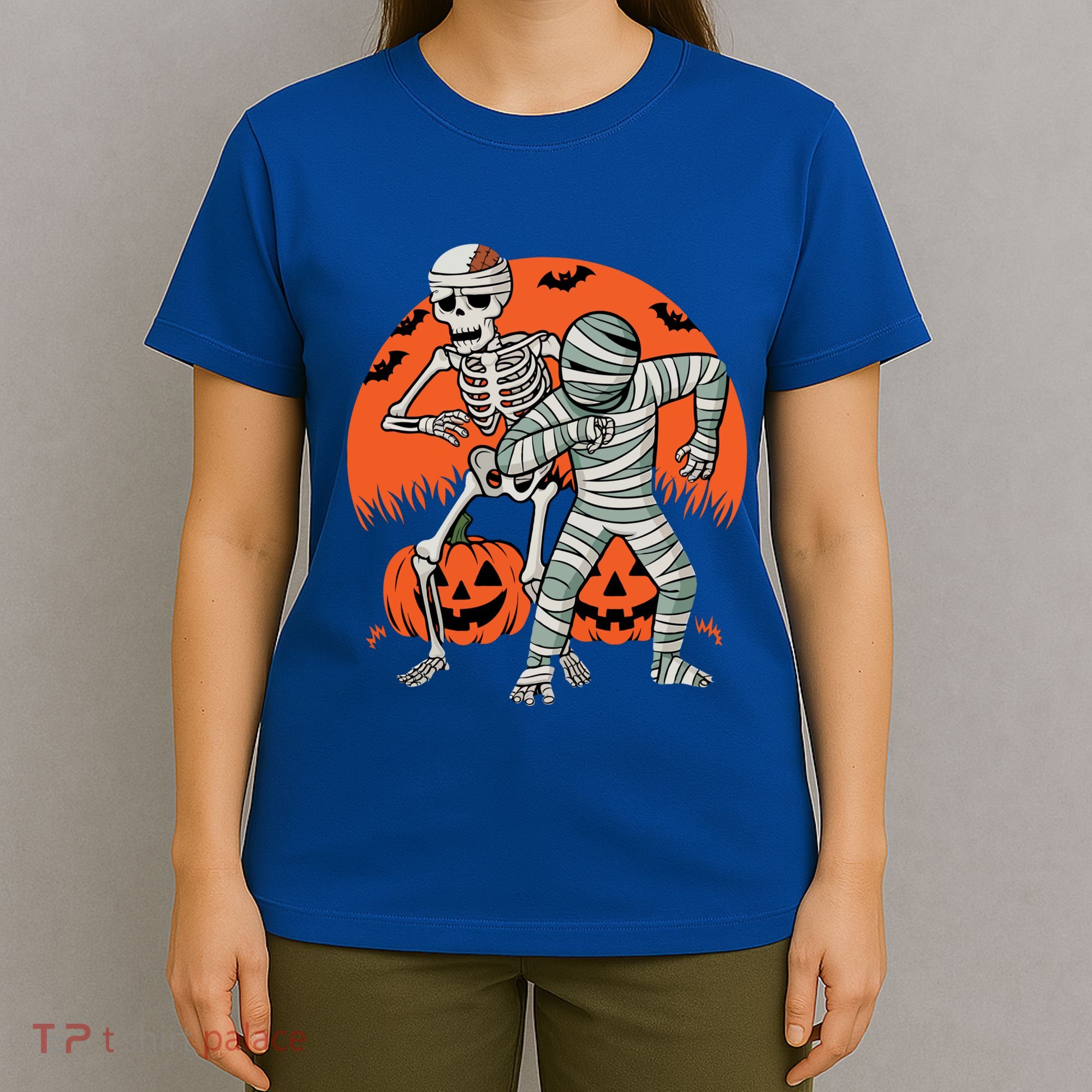 Dabbing Halloween Funny Skeleton Mummy Scary Pumpkin Gift T-Shirt