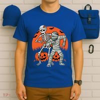 Dabbing Halloween Funny Skeleton Mummy Scary Pumpkin Gift T-Shirt thumb 6