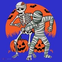 Dabbing Halloween Funny Skeleton Mummy Scary Pumpkin Gift Polo thumb 2