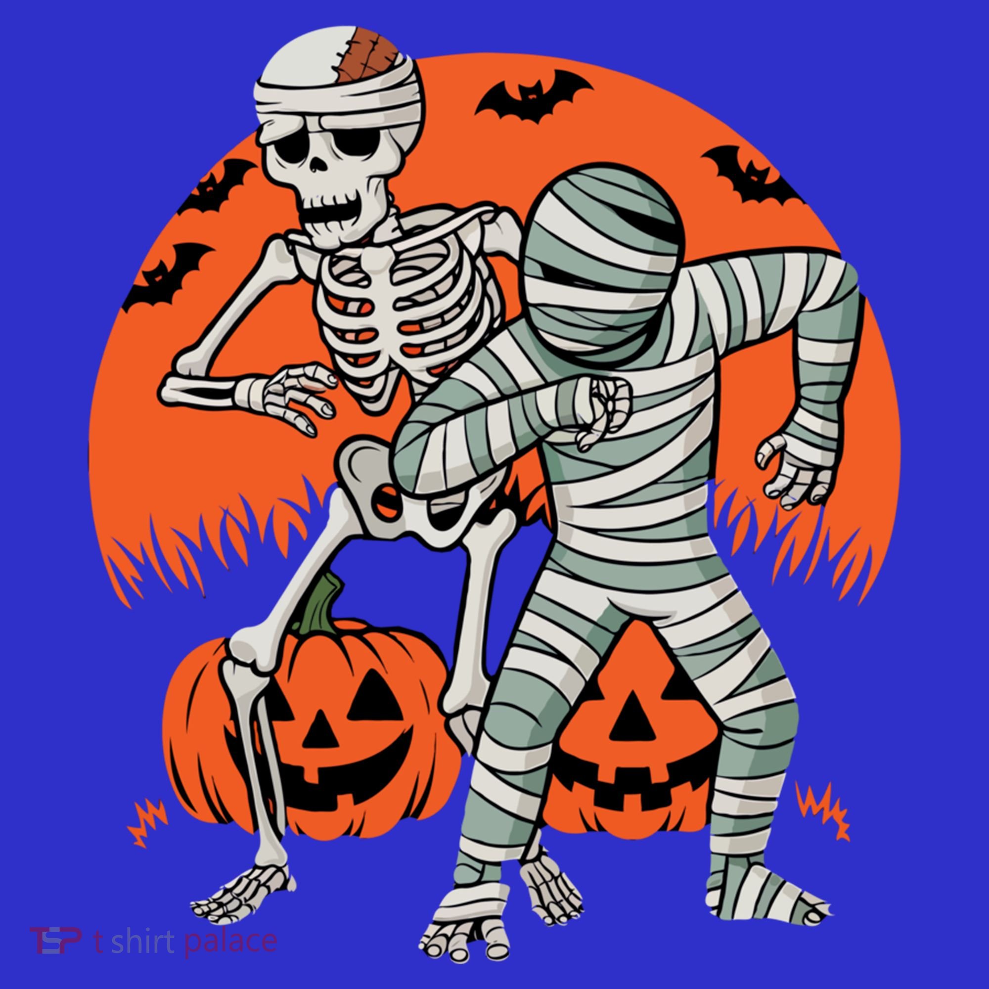 Dabbing Halloween Funny Skeleton Mummy Scary Pumpkin Gift Polo