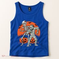 Dabbing Halloween Funny Skeleton Mummy Scary Pumpkin Gift Tank Top thumb 2