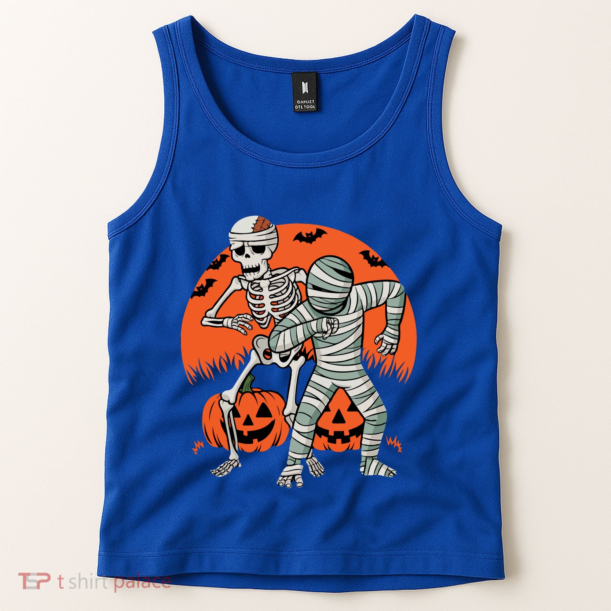 Dabbing Halloween Funny Skeleton Mummy Scary Pumpkin Gift Tank Top