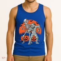 Dabbing Halloween Funny Skeleton Mummy Scary Pumpkin Gift Tank Top thumb 3