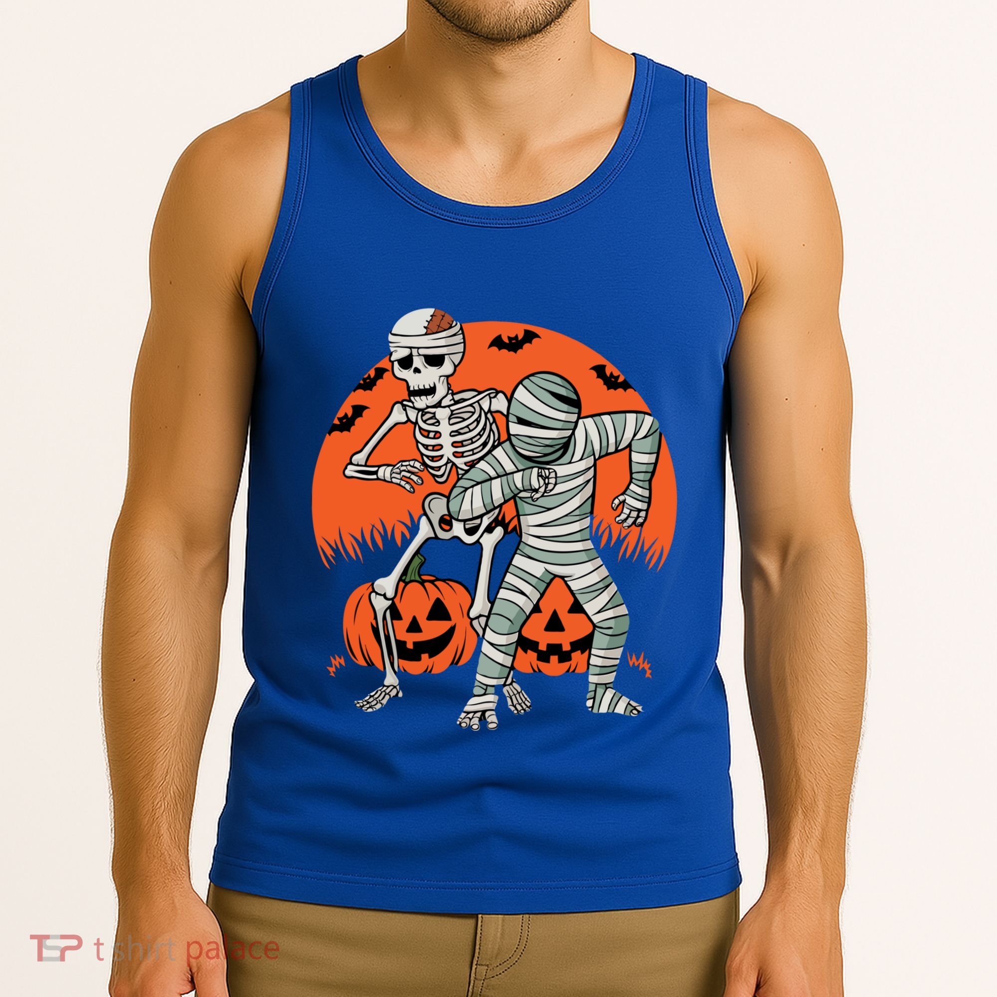 Dabbing Halloween Funny Skeleton Mummy Scary Pumpkin Gift Tank Top