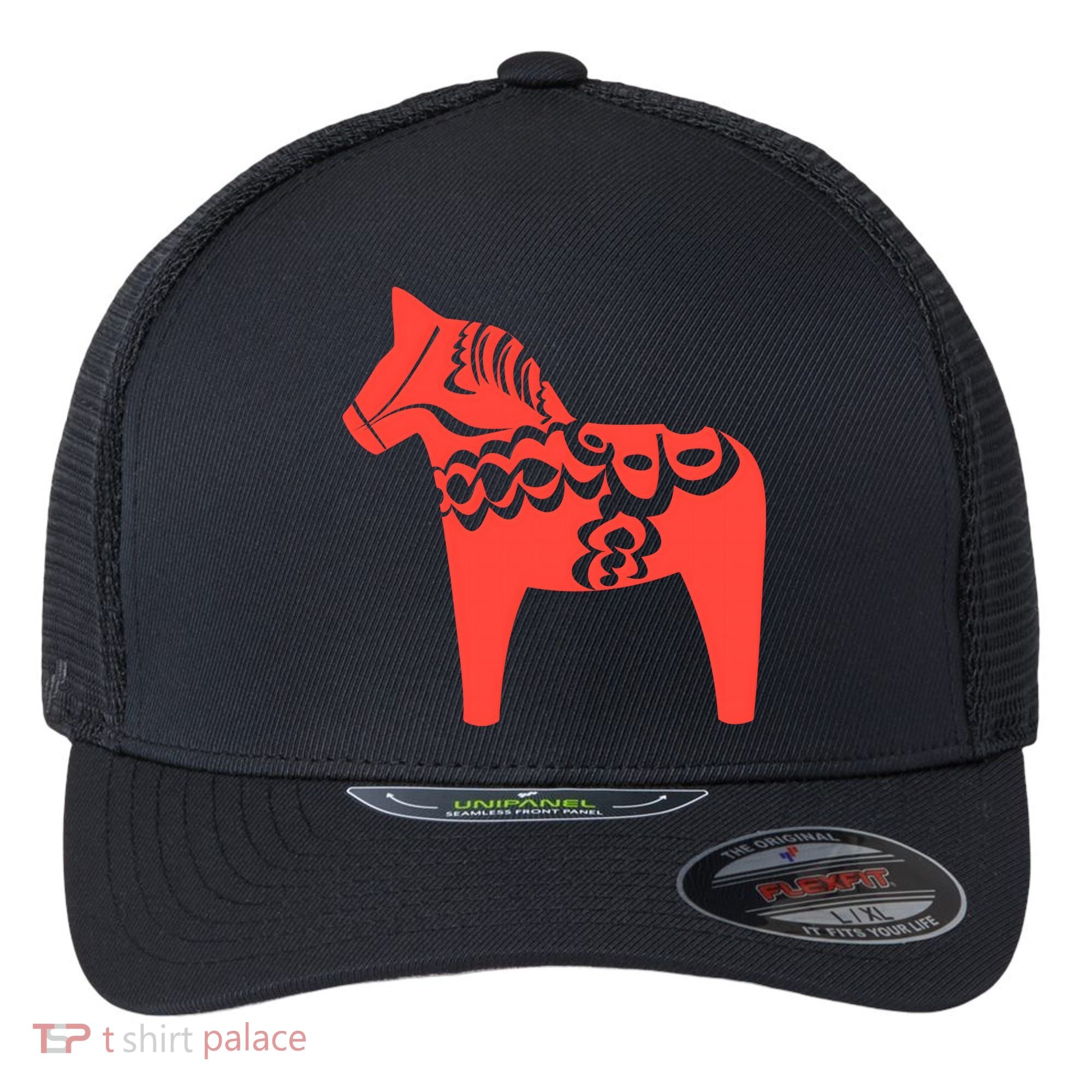 Dala Horse Gift Dalarna Swedish Sweden Sverige Gift Flexfit Unipanel Trucker Cap