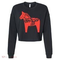 Dala Horse Gift Dalarna Swedish Sweden Sverige Gift Cropped Pullover Crew thumb 0