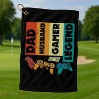 Dad Husband Gamer Legend Dad Video Gamer Golf Towel thumb 1