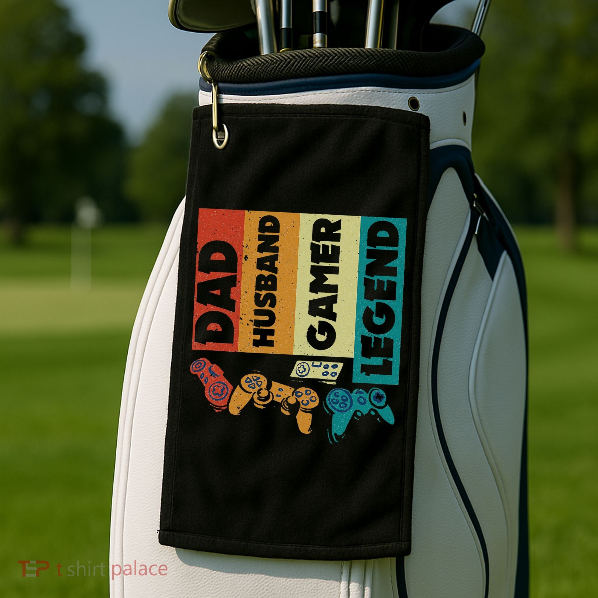 Dad Husband Gamer Legend Dad Video Gamer Golf Towel