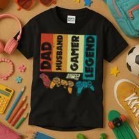 Dad Husband Gamer Legend Dad Video Gamer Kids T-Shirt thumb 3
