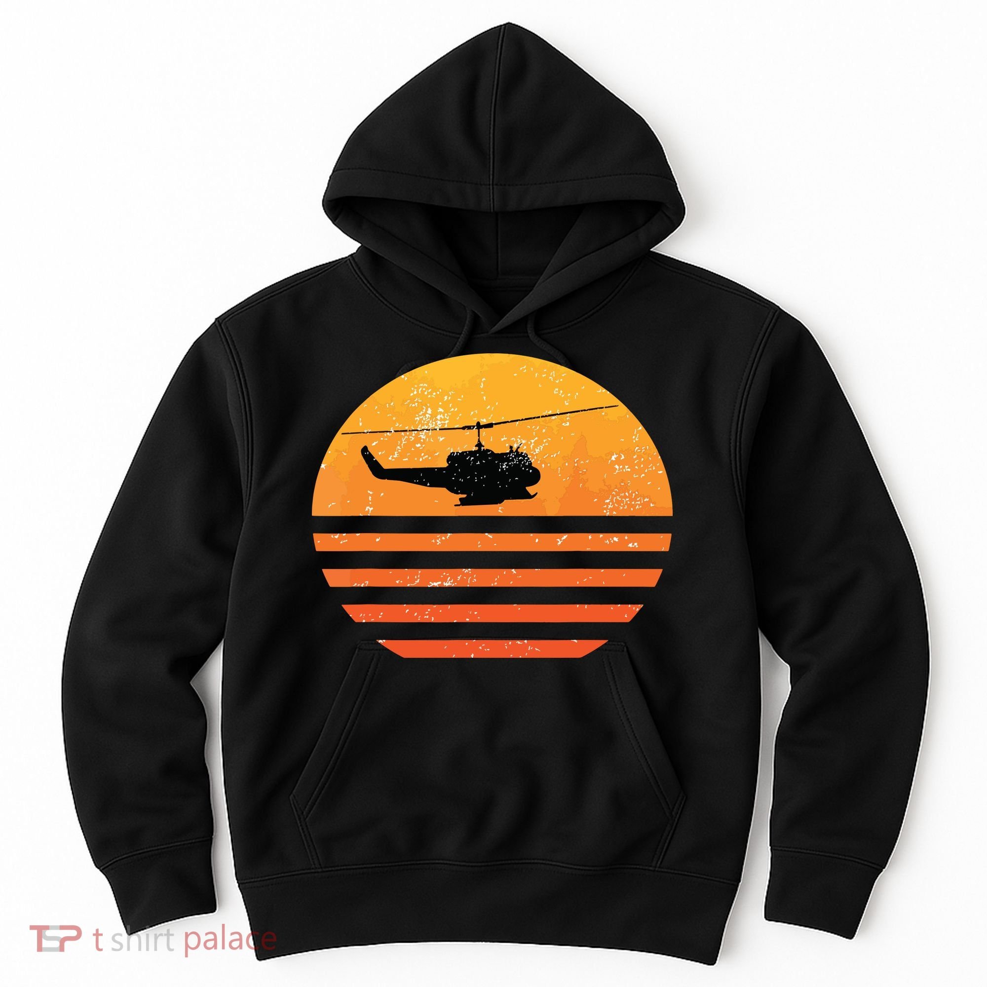 Distressed Huey Helicopter Uh1 Vietnam War Veteran Hoodie