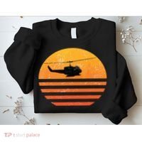 Distressed Huey Helicopter Uh1 Vietnam War Veteran Sweatshirt thumb 2