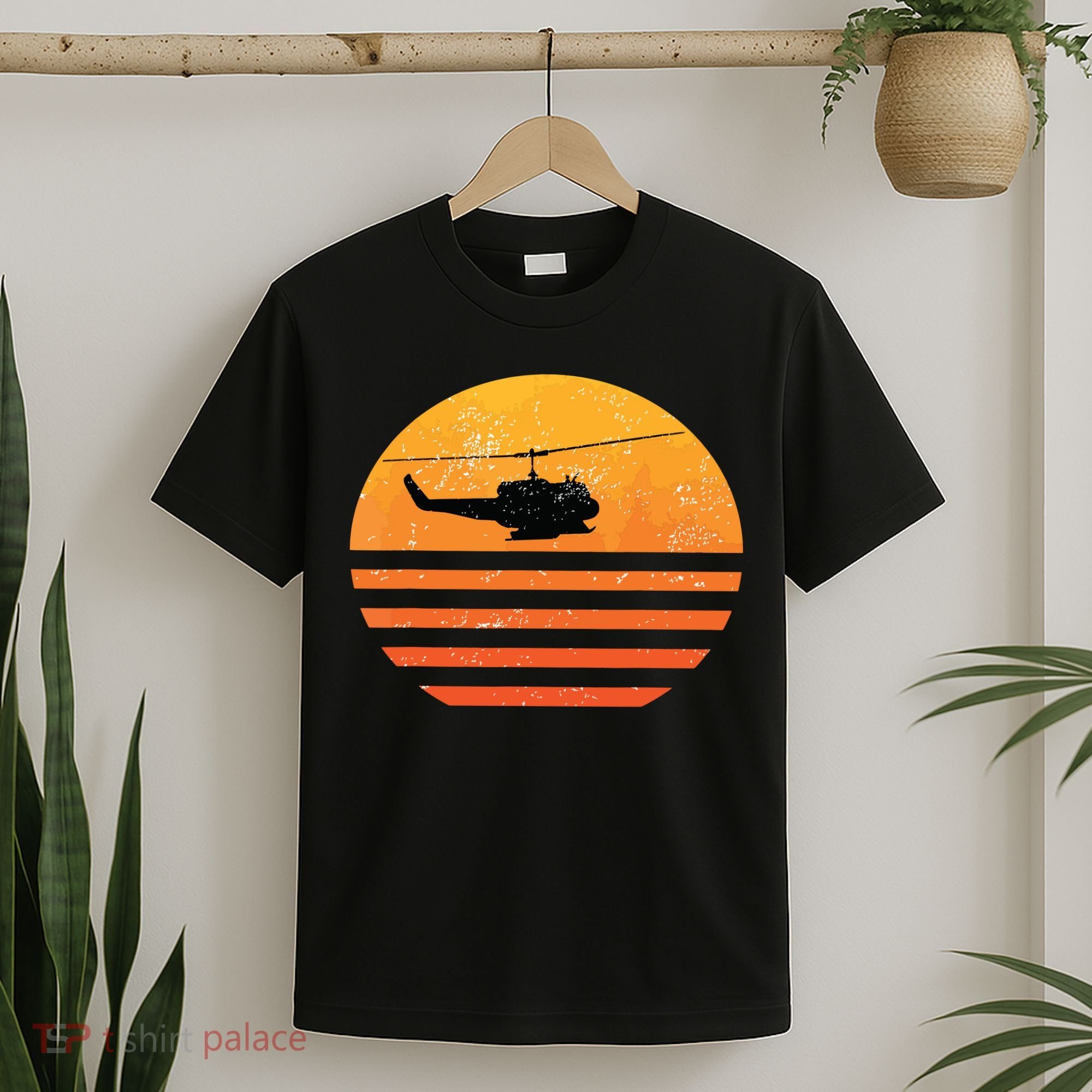 Distressed Huey Helicopter Uh1 Vietnam War Veteran T-Shirt