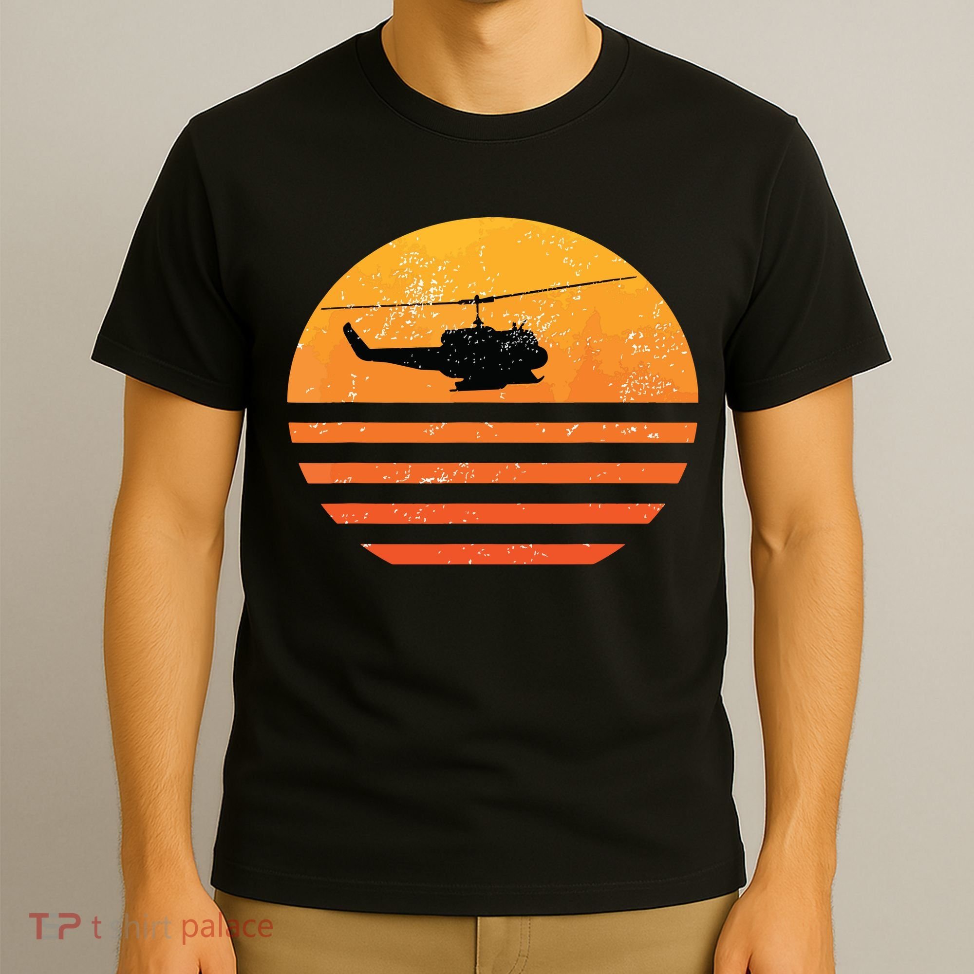 Distressed Huey Helicopter Uh1 Vietnam War Veteran T-Shirt