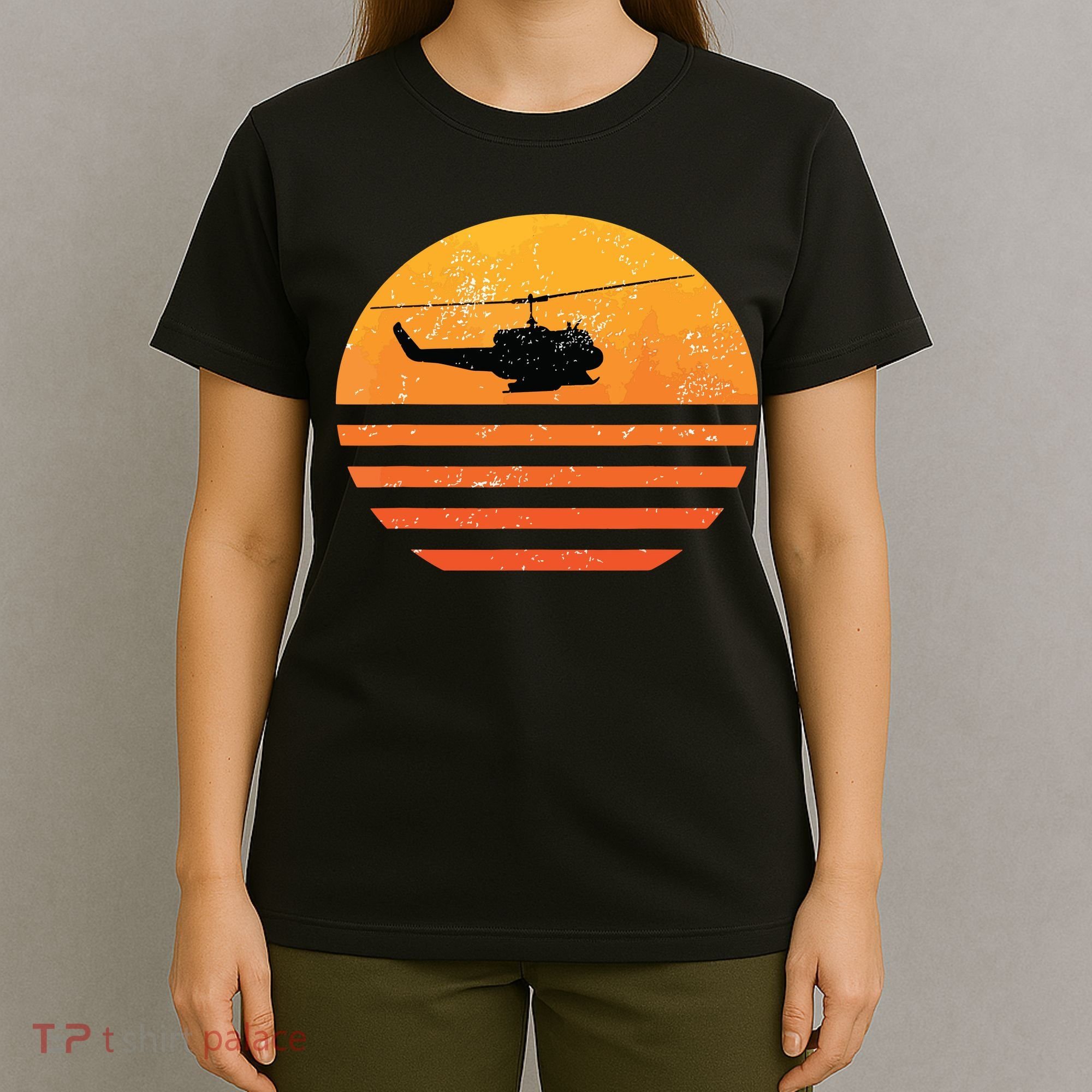 Distressed Huey Helicopter Uh1 Vietnam War Veteran T-Shirt