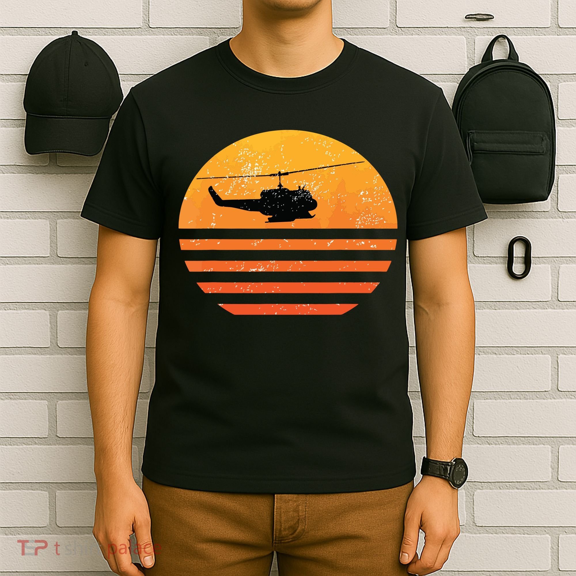 Distressed Huey Helicopter Uh1 Vietnam War Veteran T-Shirt