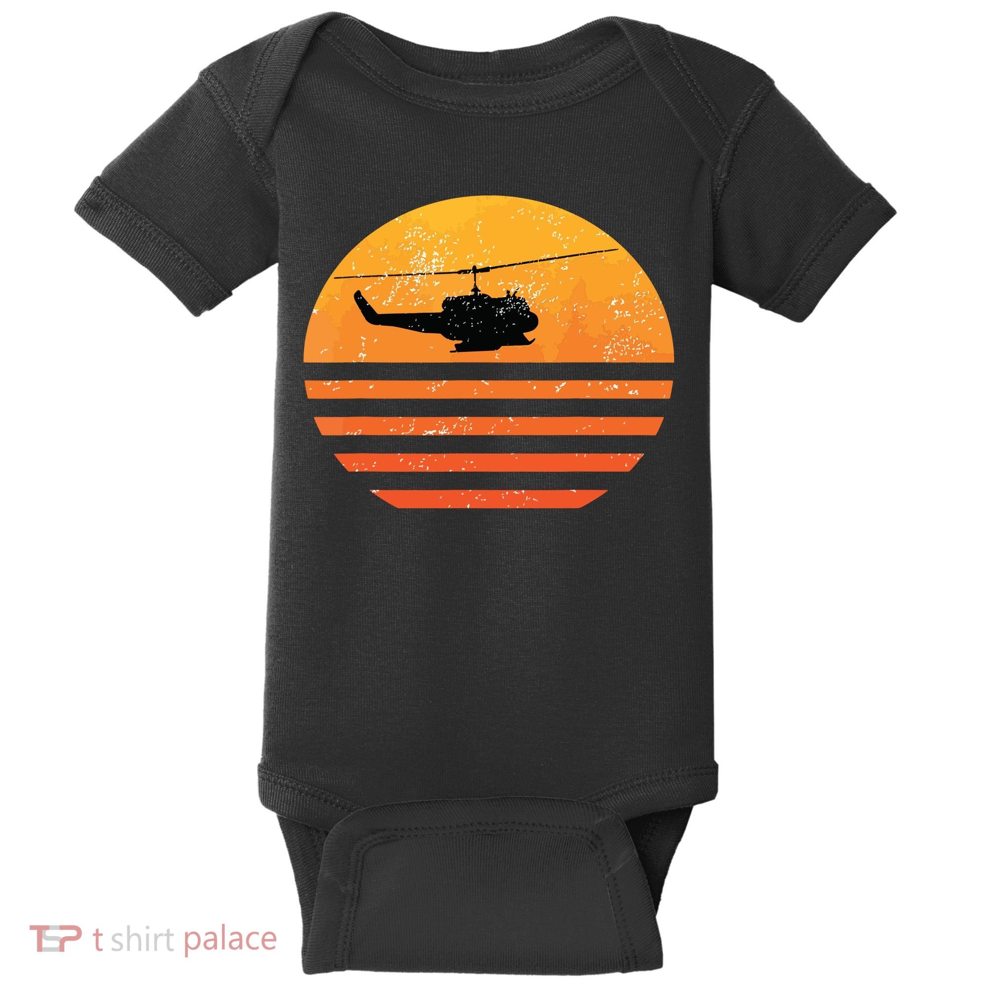 Distressed Huey Helicopter Uh1 Vietnam War Veteran Baby Bodysuit