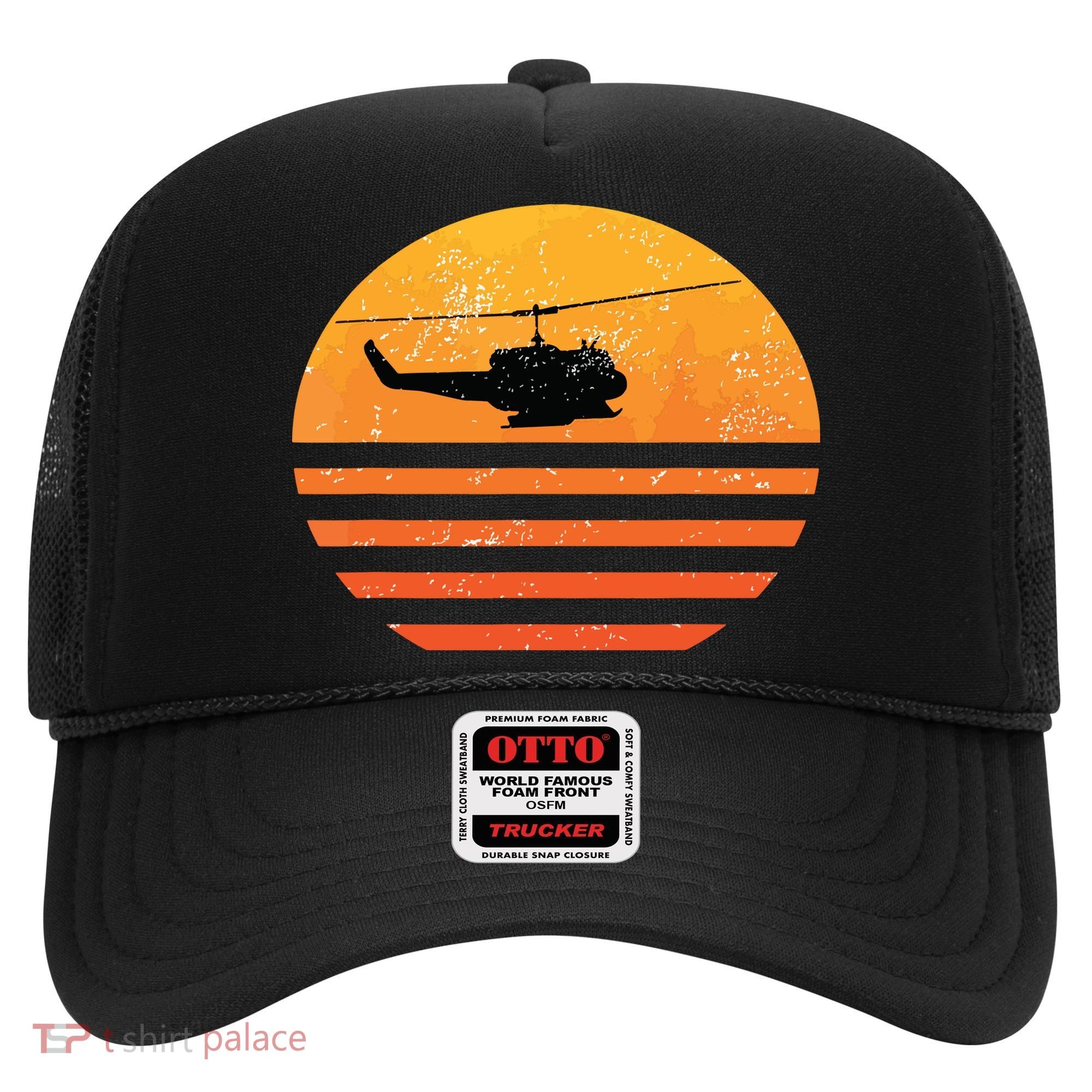Distressed Huey Helicopter Uh1 Vietnam War Veteran Hat