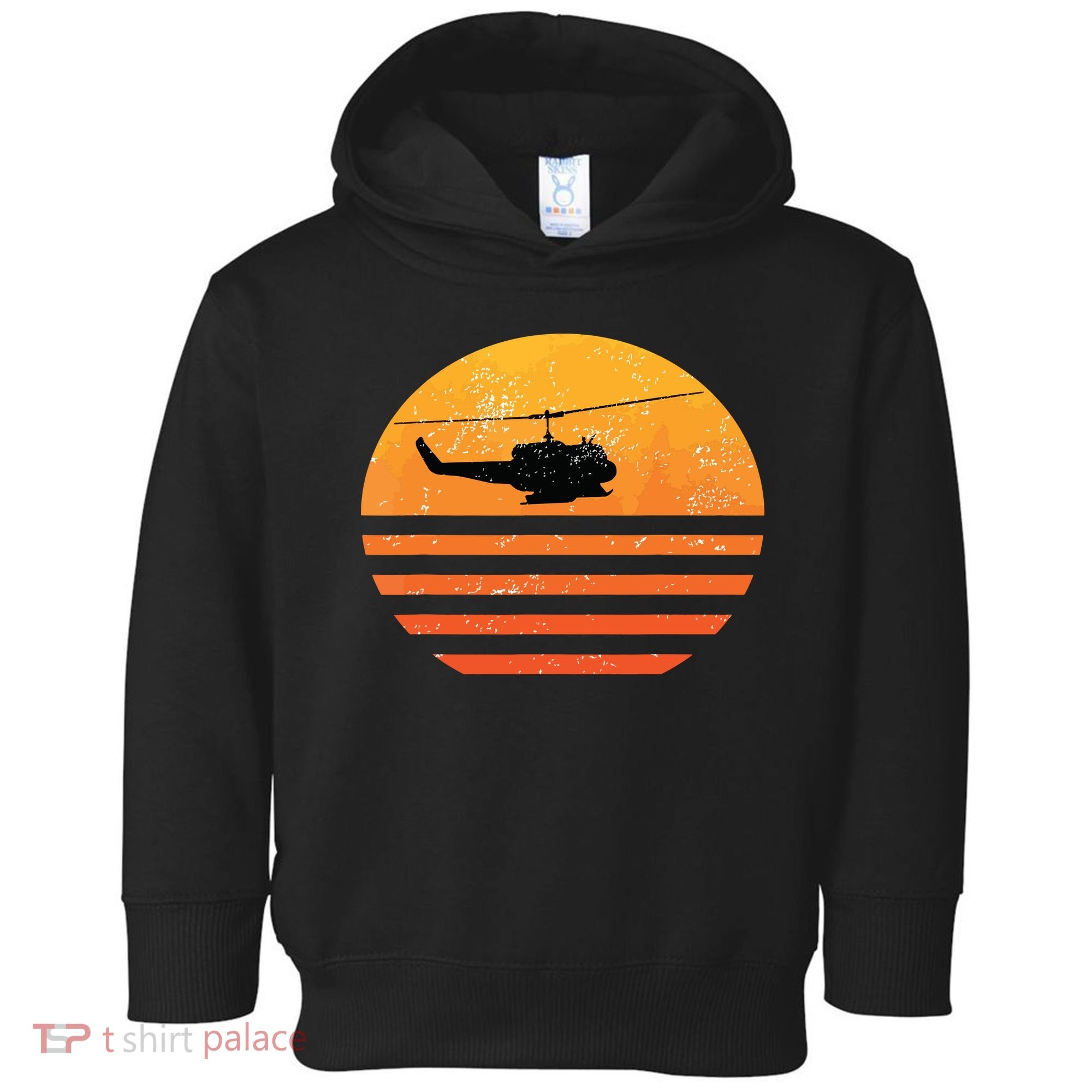 Distressed Huey Helicopter Uh1 Vietnam War Veteran Toddler Hoodie