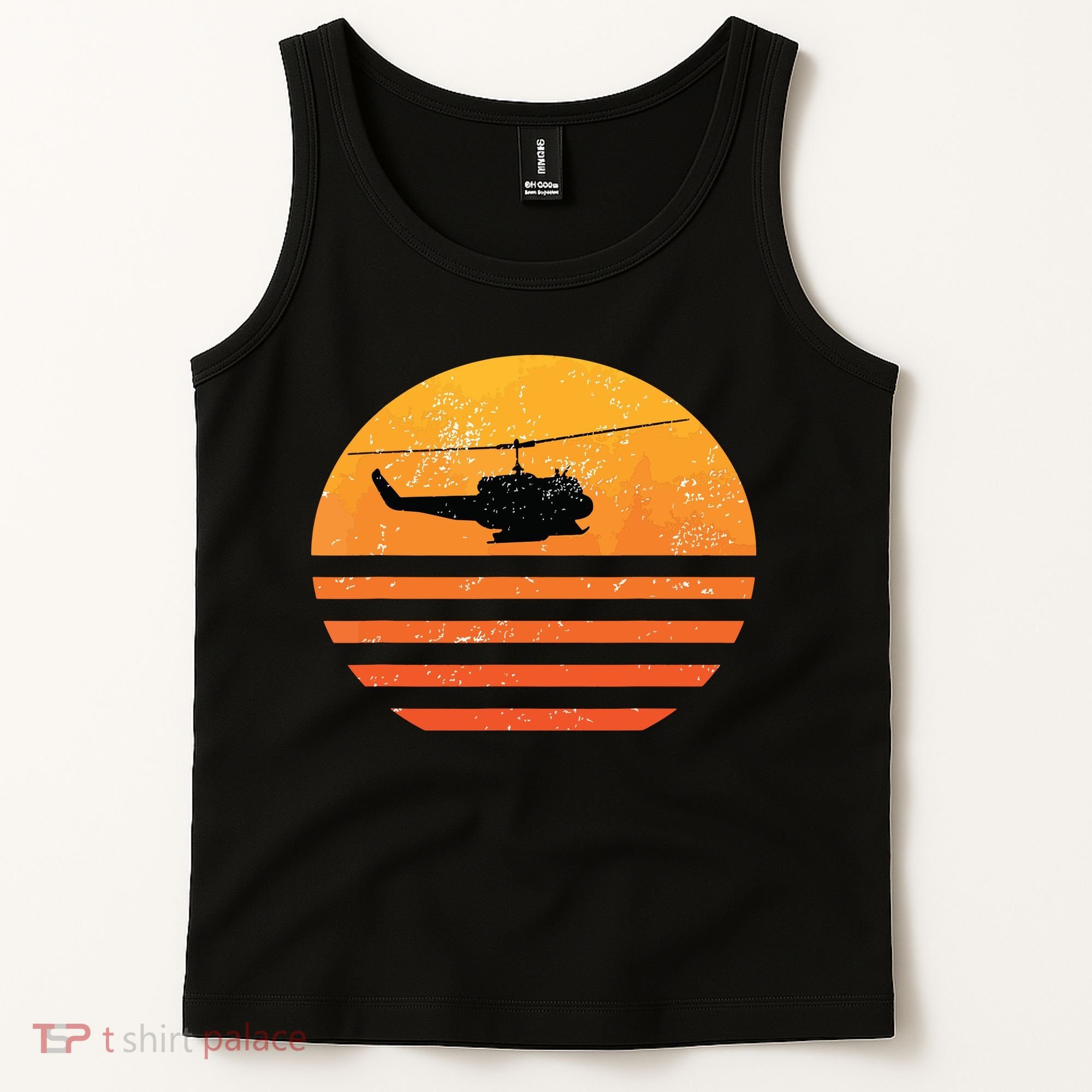 Distressed Huey Helicopter Uh1 Vietnam War Veteran Tank Top