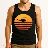 Distressed Huey Helicopter Uh1 Vietnam War Veteran Tank Top thumb 3