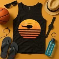 Distressed Huey Helicopter Uh1 Vietnam War Veteran Tank Top thumb 4
