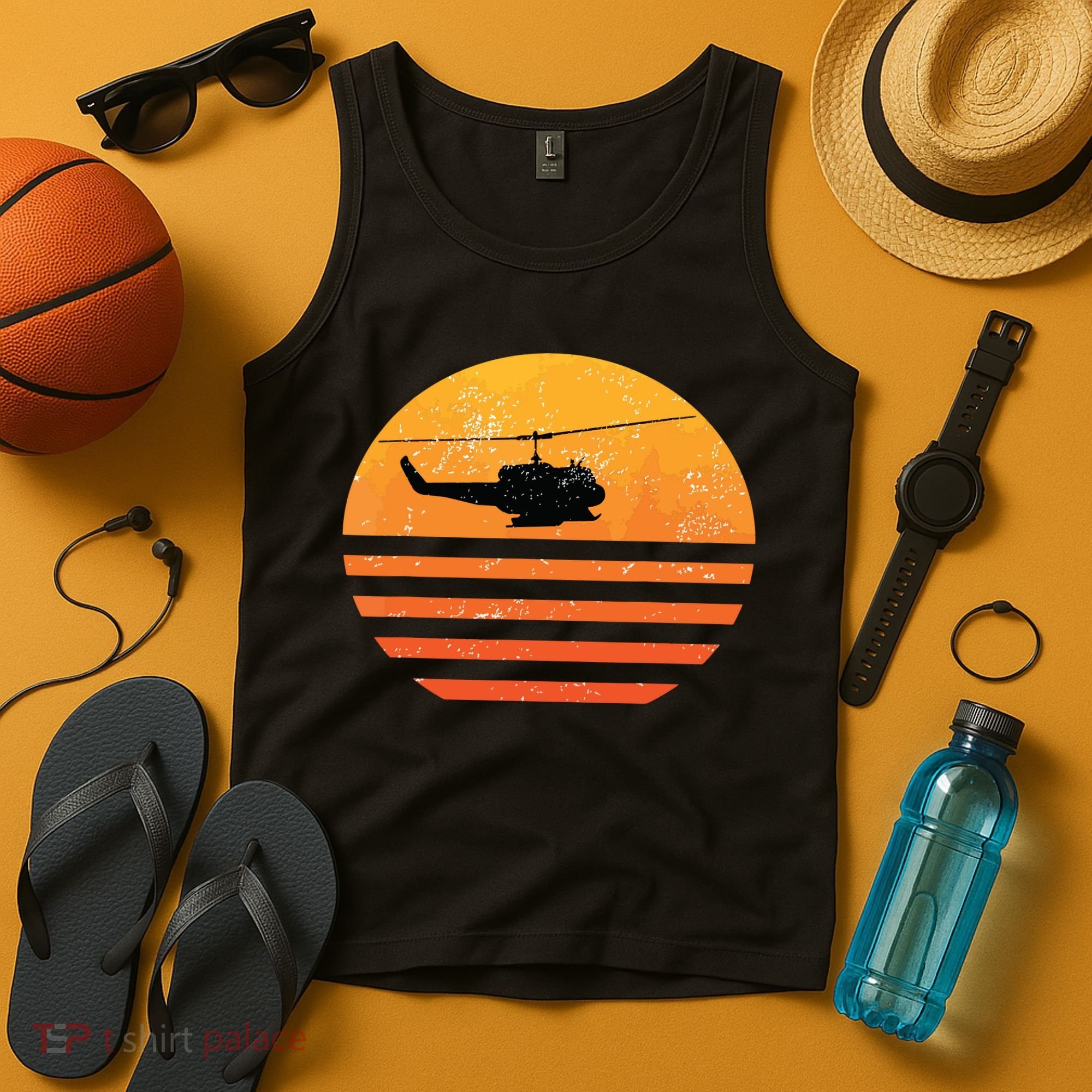 Distressed Huey Helicopter Uh1 Vietnam War Veteran Tank Top