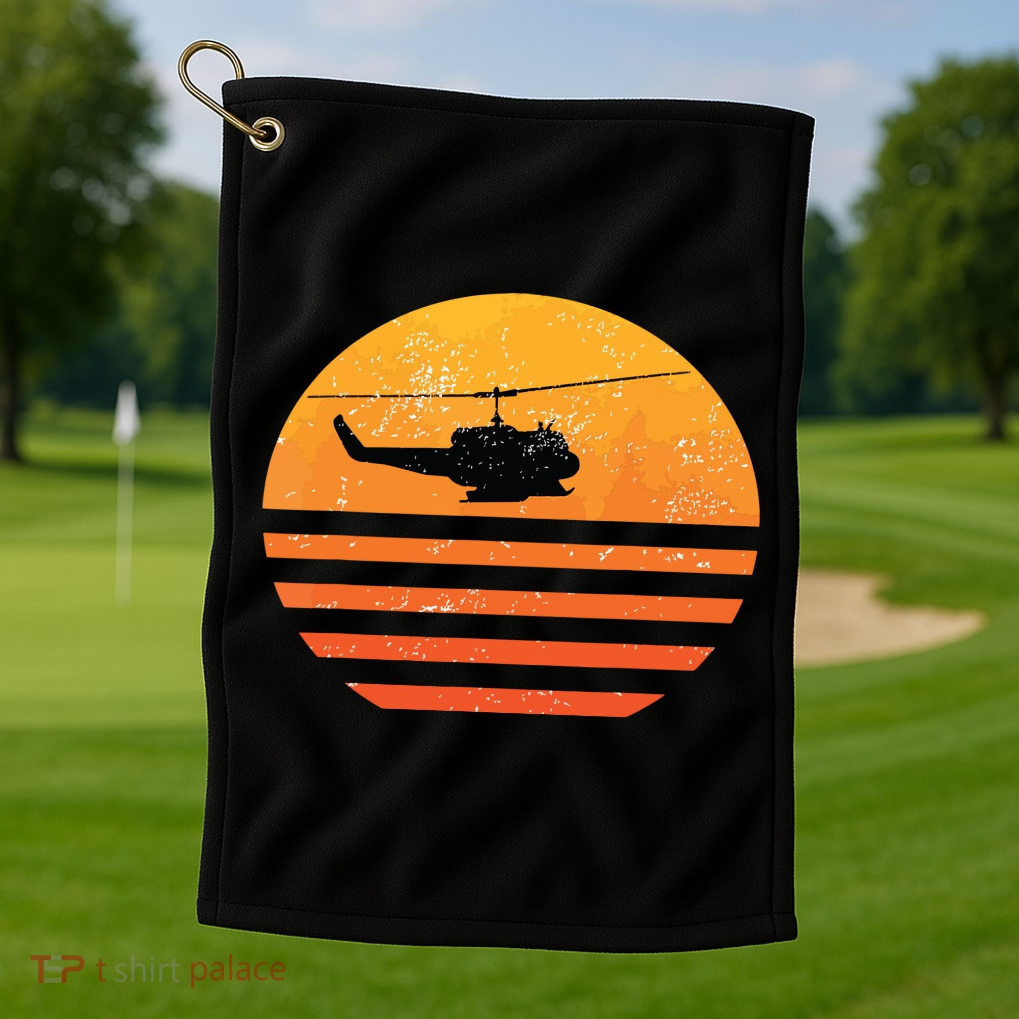Distressed Huey Helicopter Uh1 Vietnam War Veteran Golf Towel