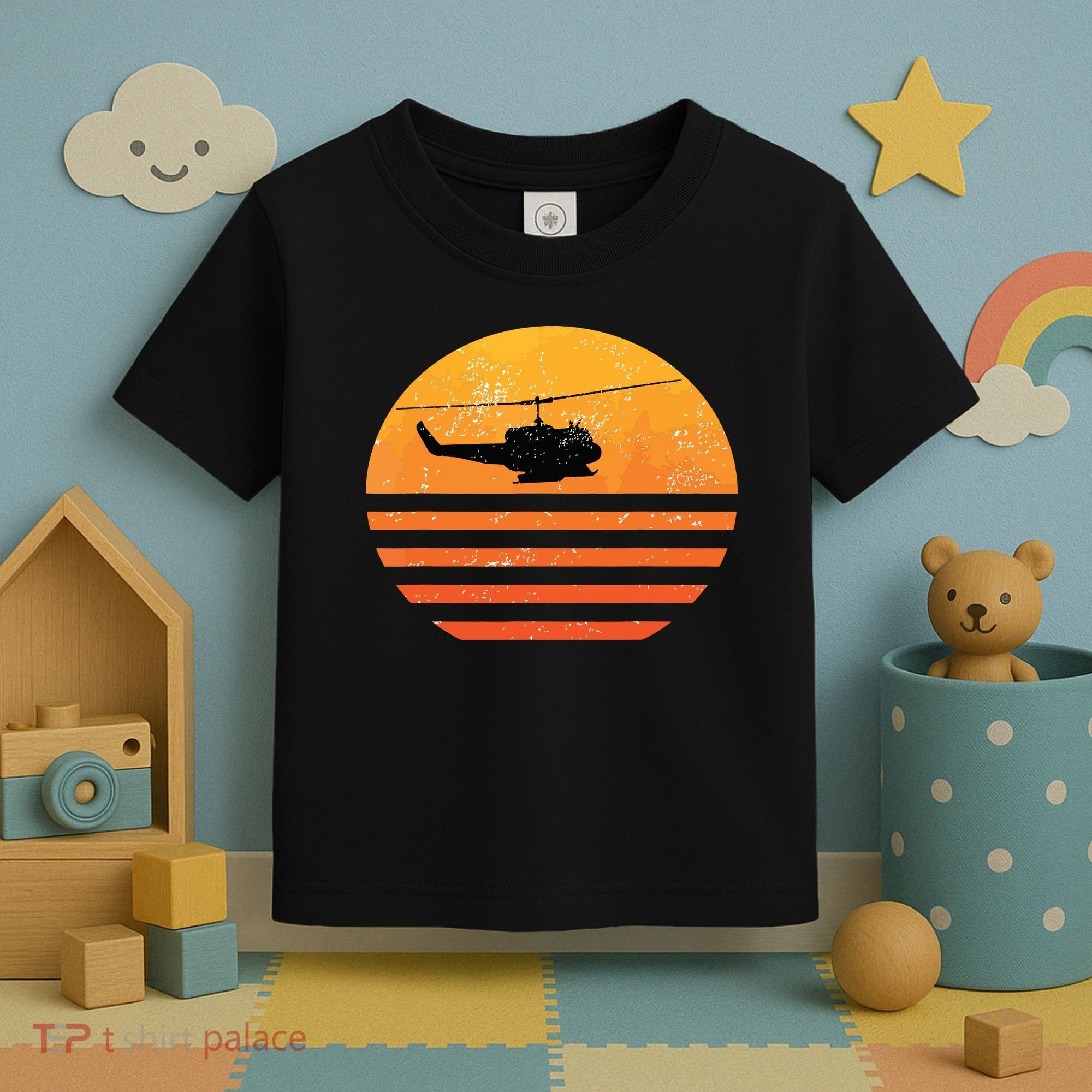 Distressed Huey Helicopter Uh1 Vietnam War Veteran Toddler T-Shirt