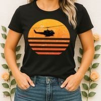Distressed Huey Helicopter Uh1 Vietnam War Veteran Women's T-Shirt thumb 2